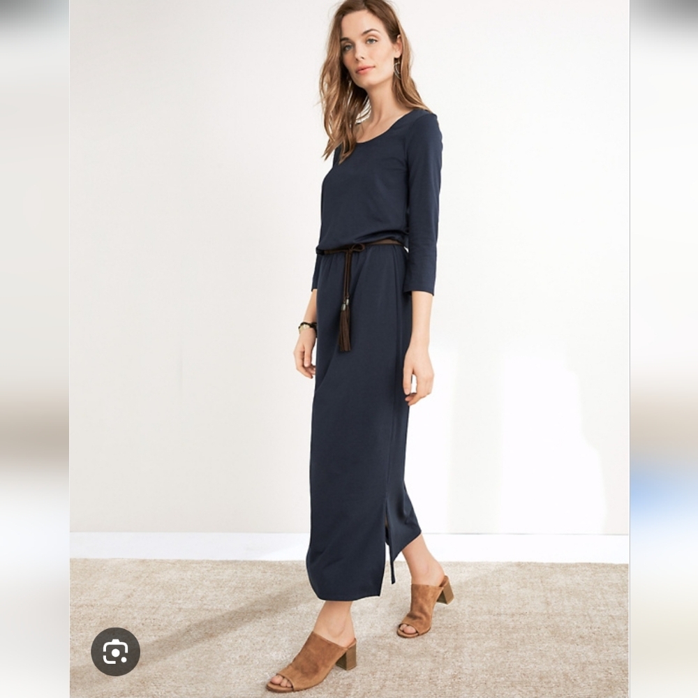 Garnet Hill Easy Knit Midi Dress In Navy